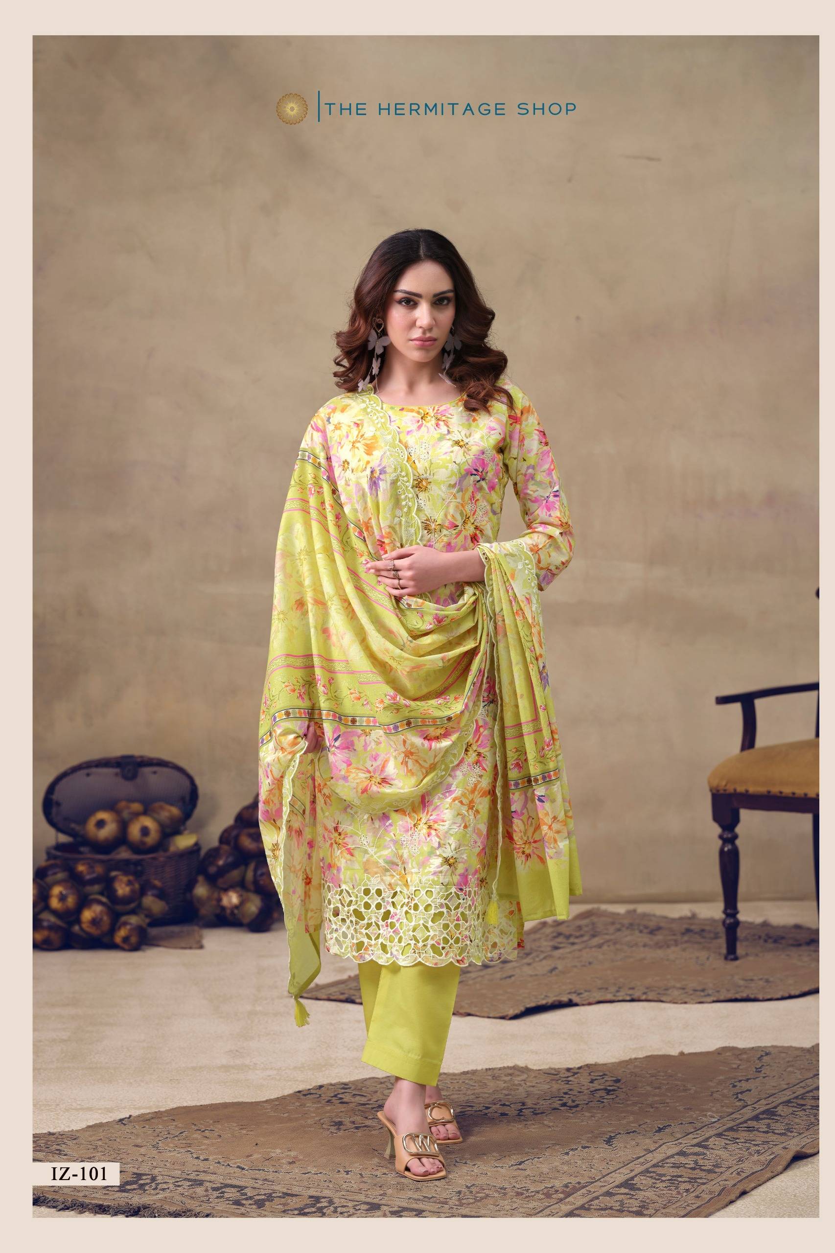 IZNIK by THE HERMITAGE SHOP  101 TO 104 SERIES Pakistani Stylish Embroidered cotton lawn COLLECTION At Wholesale Price